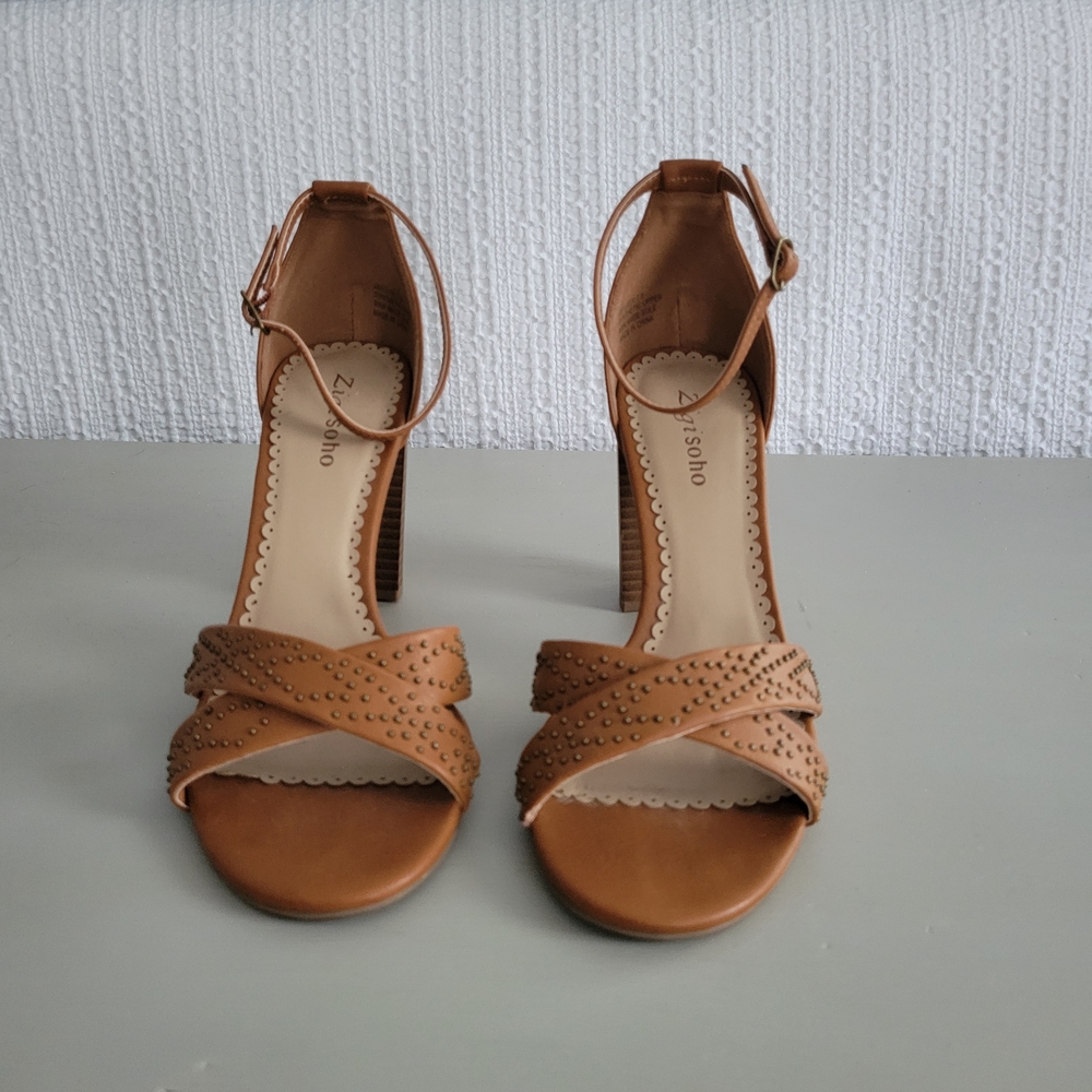 Zigi Soho Tan Studded Heels